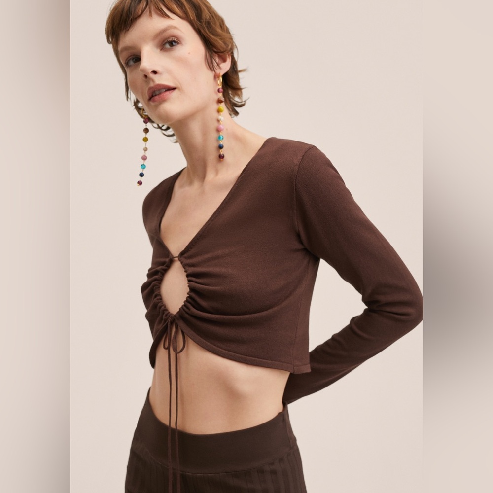 Mango Cropped Knit Top